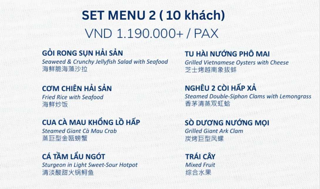 Set menu 1 (10 khách) -1.190.000 đ /khách